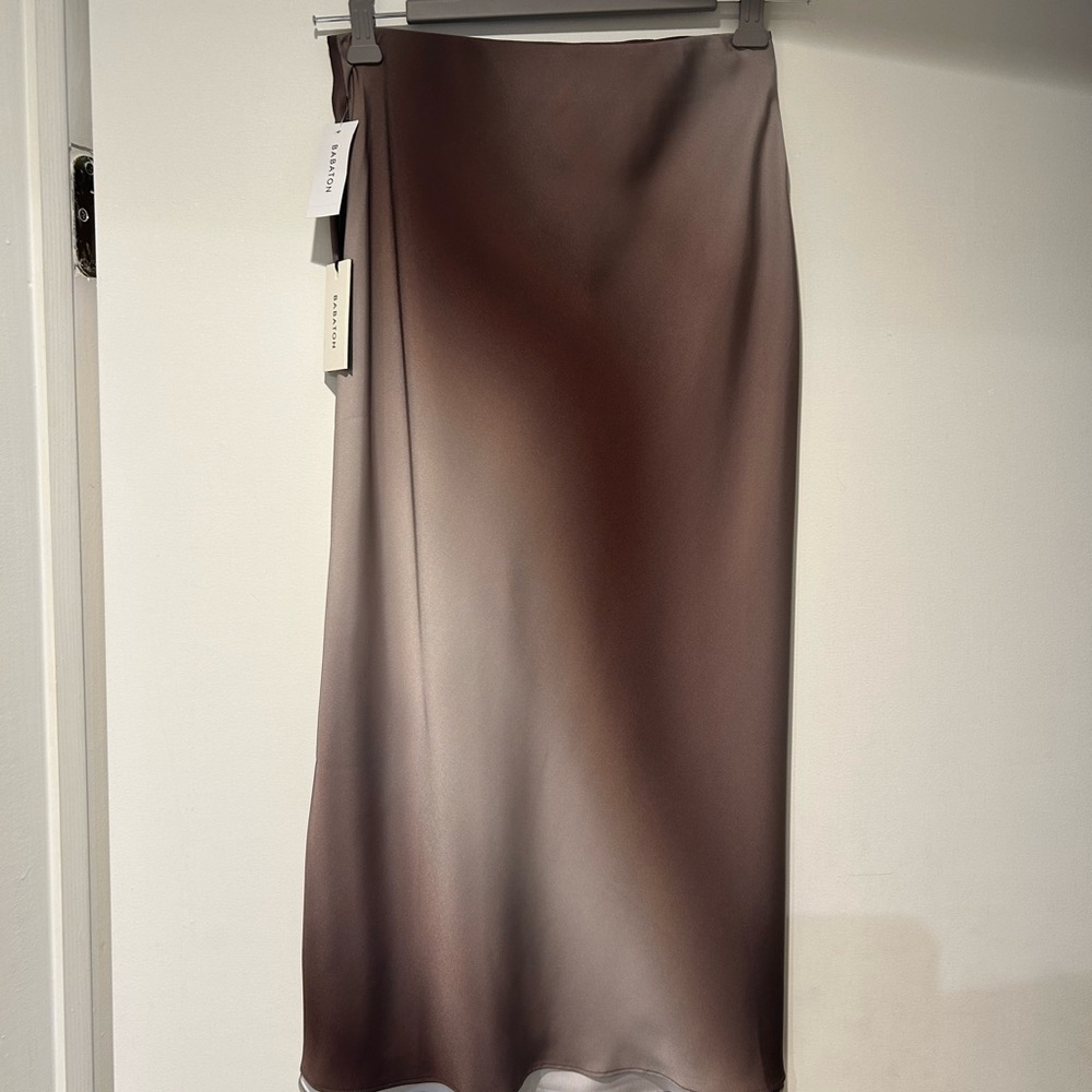 NWT Chocolate Ombre Satin Slip Midi Skirt